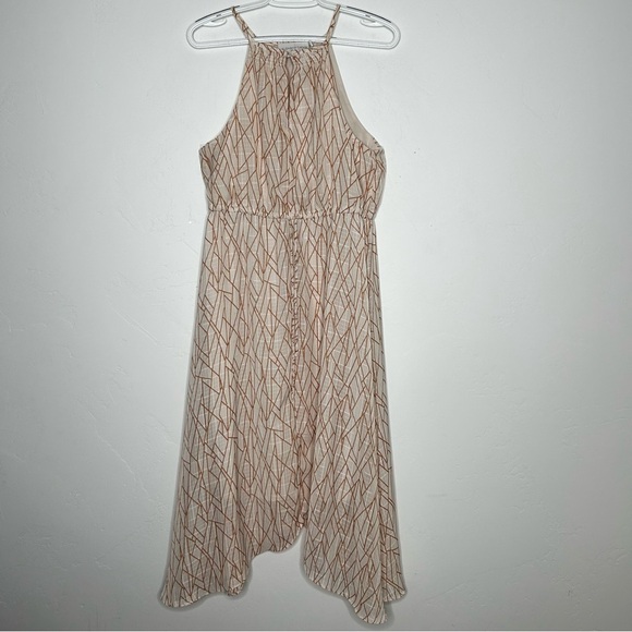 Elizabeth Crosby Dresses & Skirts - Elizabeth Crosby Midi Dress Keyhole Bust Cream Burnt Orange Spring Size Medium